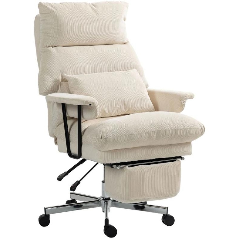 Overstuffed Office Chair with Lumbar Support and Footrest Reclining Swivel