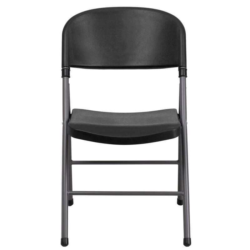 6 PK 330 lb. Capacity Plastic Folding Chair with Charcoal Frame