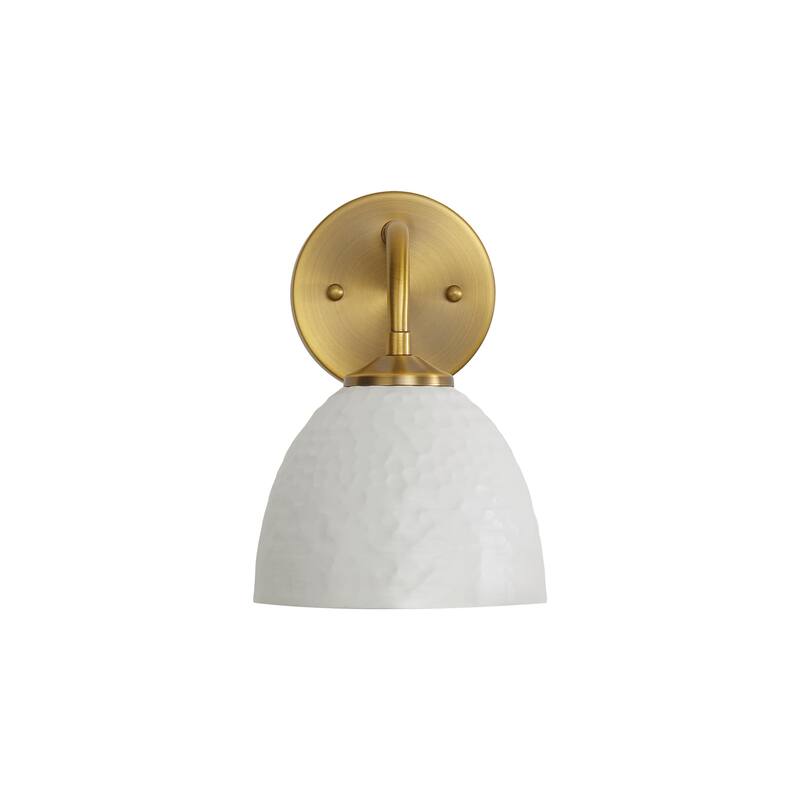 Golden Lighting Shepard 1-light Wall Sconce in Modern Brass and Matte White shade