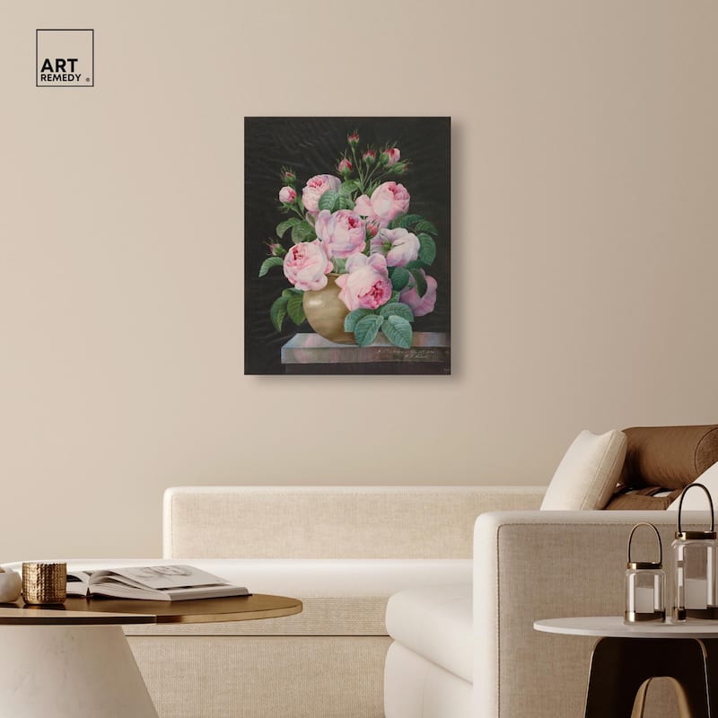 Pink Roses in a Vase Canvas by Art Remedy, Gallery Wrapped