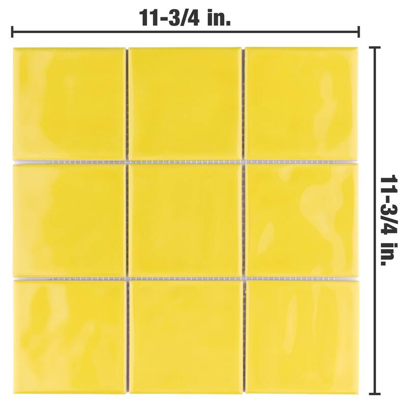 Merola Tile Twist Square Yellow Lemon 11.75" x 11.75" Ceramic Mosaic