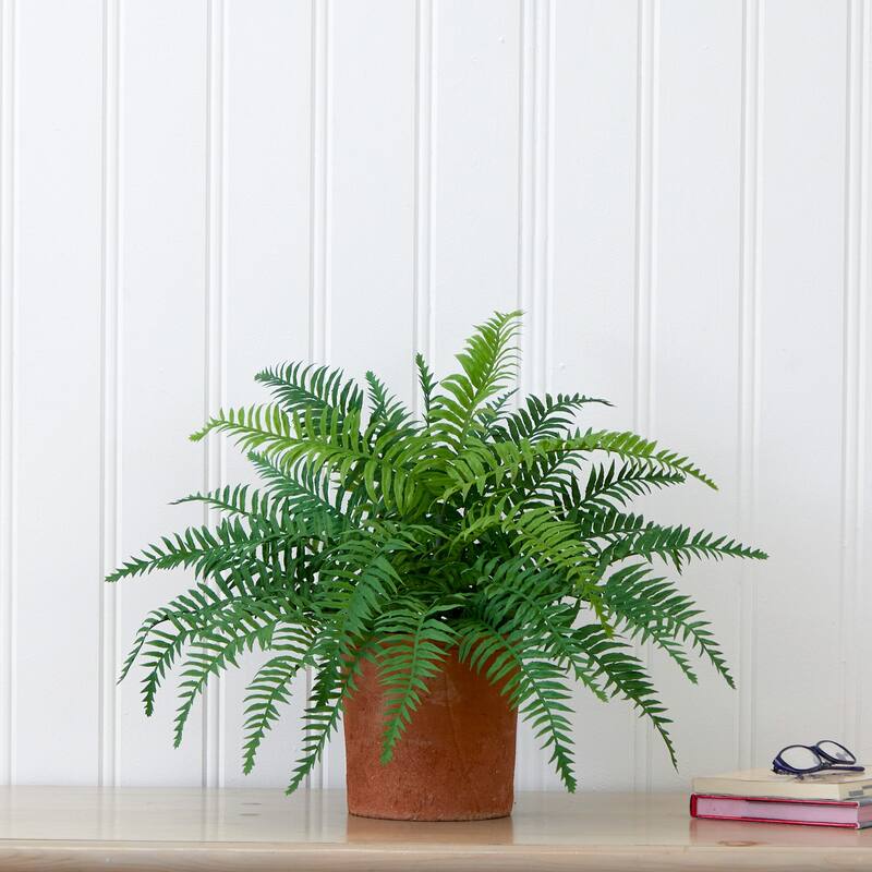 22" Artificial Fern Plant in Decorative Planter - 22" - Green