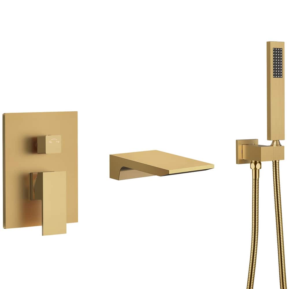 GRANDJOY Shower Faucet set Wall Mount Waterfall Tub Spout and Hand Shower Combo