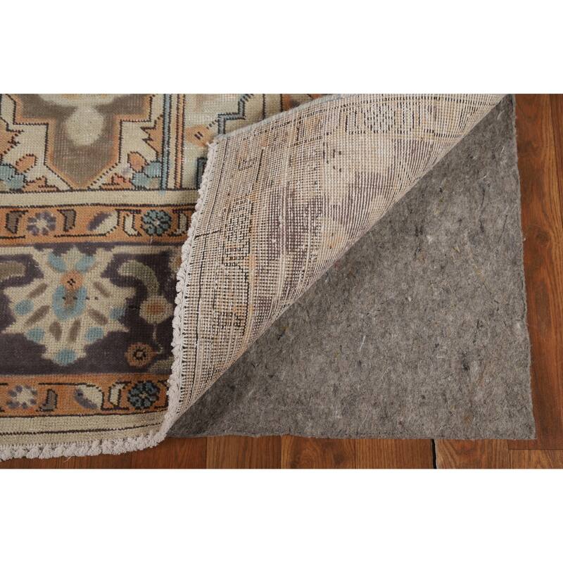 Geometric Blue Tabriz Persian Vintage Rug Hand-Knotted Wool Carpet - 6'7" x 9'7"