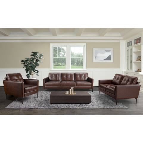 Abbyson Tangelo 3 Piece Leather Living Room Set