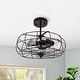 preview thumbnail 12 of 16, GetLedel 15-inch Farmhouse 3-Light Caged Semi Flush Mount Ceiling Light Bronze