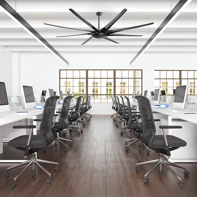 65/72/84/100-In Black/White Industrial Ceiling Fan with Remote without Light(8-Blade)