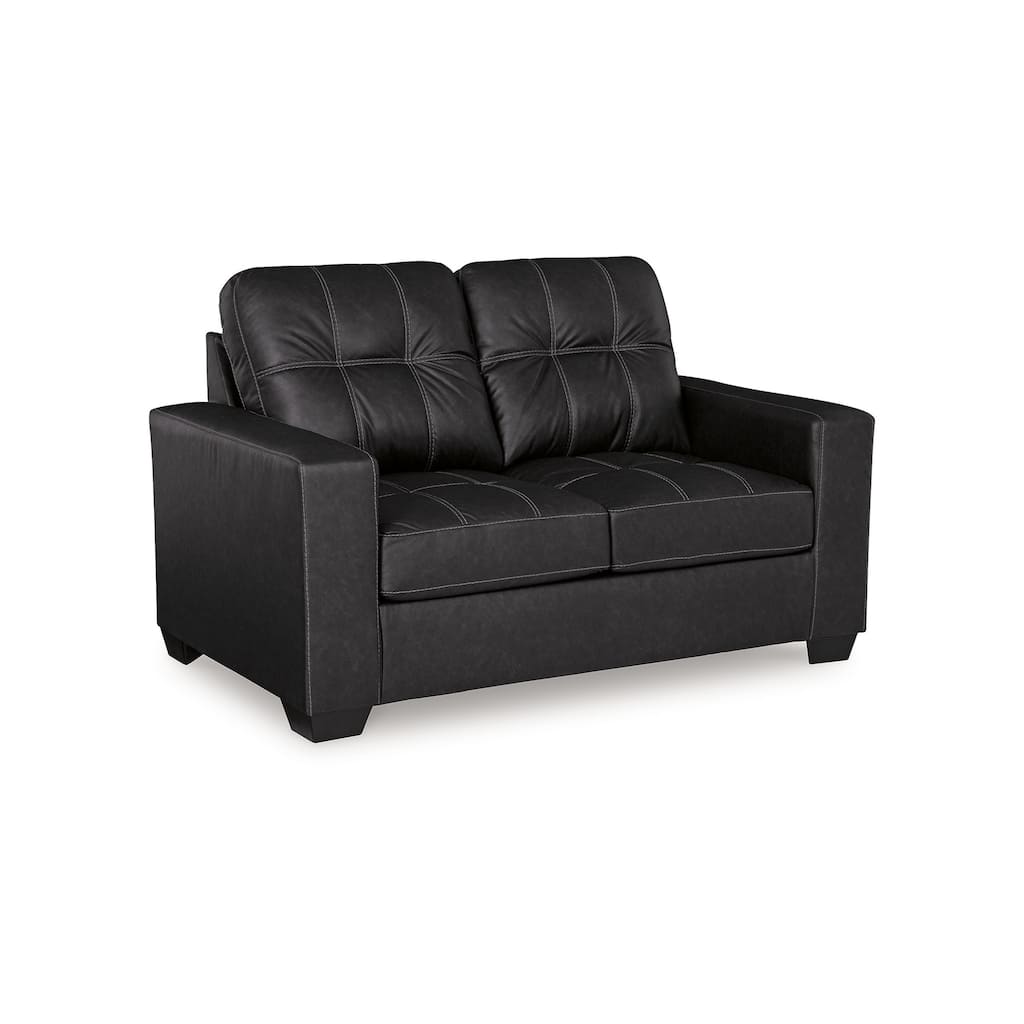 Barl Loveseat, Modern, 62 Inch Soft Tufted Rich Black Faux Leather
