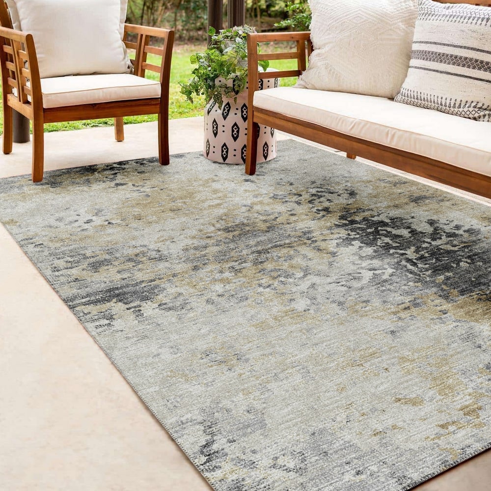 Indoor/ Outdoor Accord Modern Abstract Polyester Washable Rug New