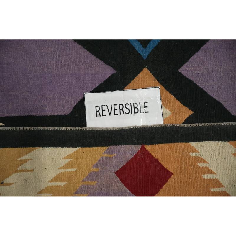 Hand Woven Oriental 100% Wool Carpet Southwestern Tribal Black Kilim Area Rug - 15' 5'' X 12' 2''