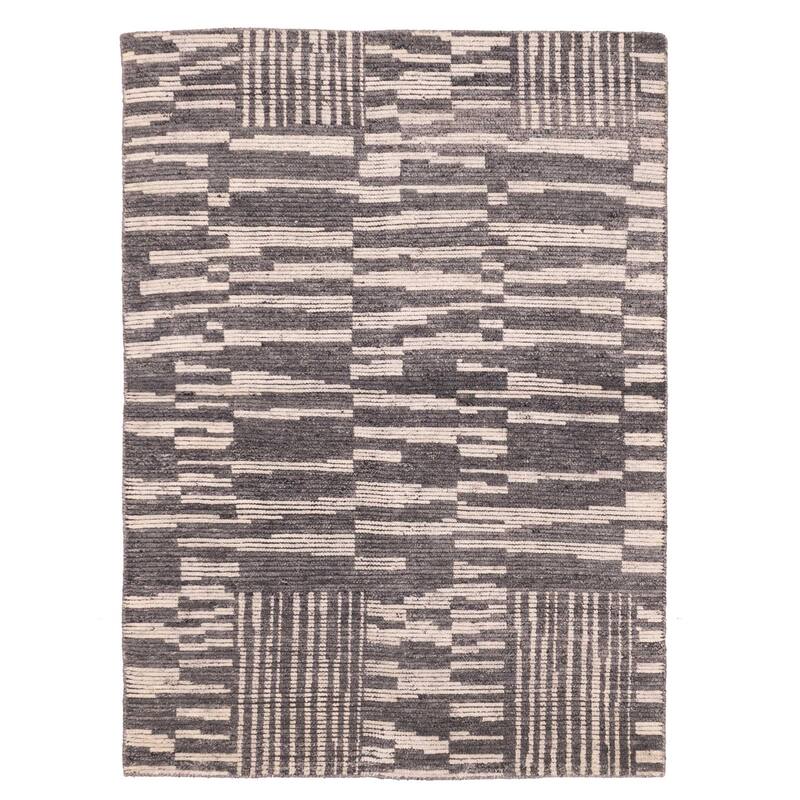 ECARPETGALLERY Hand-knotted Tangier Dark Grey Wool Rug - 5'3 x 7'4
