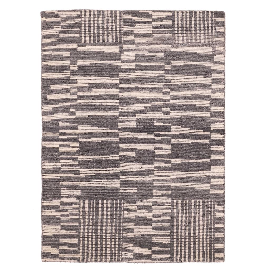 ECARPETGALLERY Hand-knotted Tangier Dark Grey Wool Rug - 5'3 x 7'4