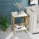 preview thumbnail 1 of 7, Sintered Stone End Coffee Table 2 Tier Side Table With Storage Shelf - 15.75x15.75x22.83 inch White + Golden