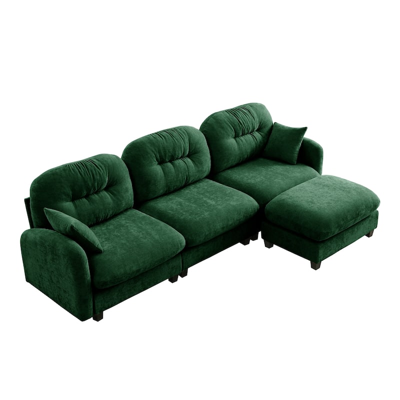 GDF Studio - Amori Modular Modern Chenille L-Shaped Sectional Sofa with Ottoman and Tufted Cushion Backrest