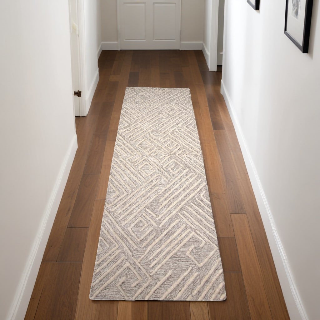 HomeRootsGeometric Contemporary Runner Area Rug - 96' X '30' X '0.31