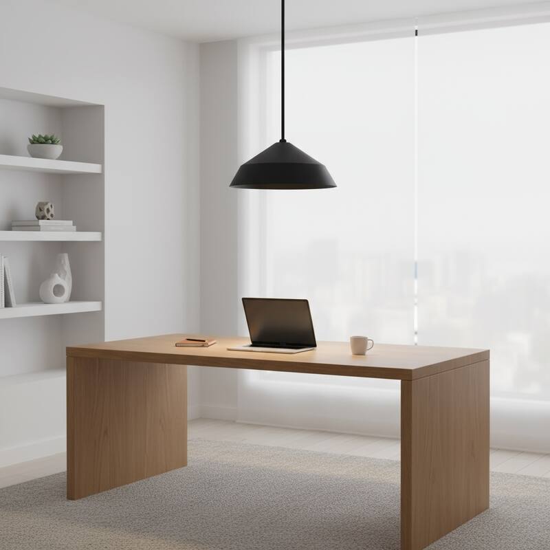 14 inch LED Ceiling Light 25W 1500 Lumens Dimmable 5 Color Temperatures Etched Glass - Black