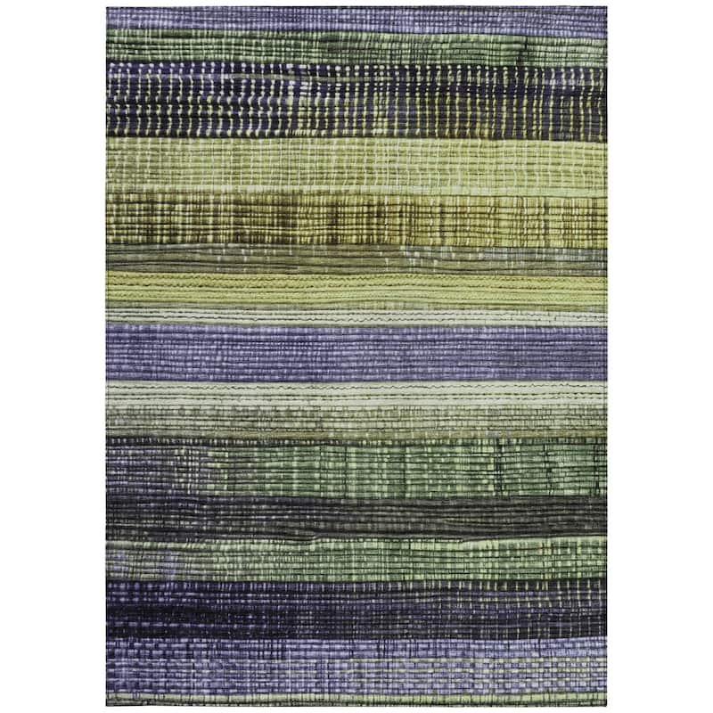 HomeRoots Striped Transitional Rectangle Outdoor Rug