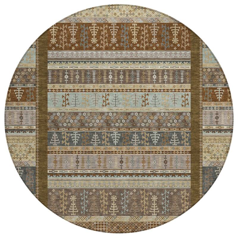 Machine Washable Indoor/Outdoor Global Kilim Chantille Rug