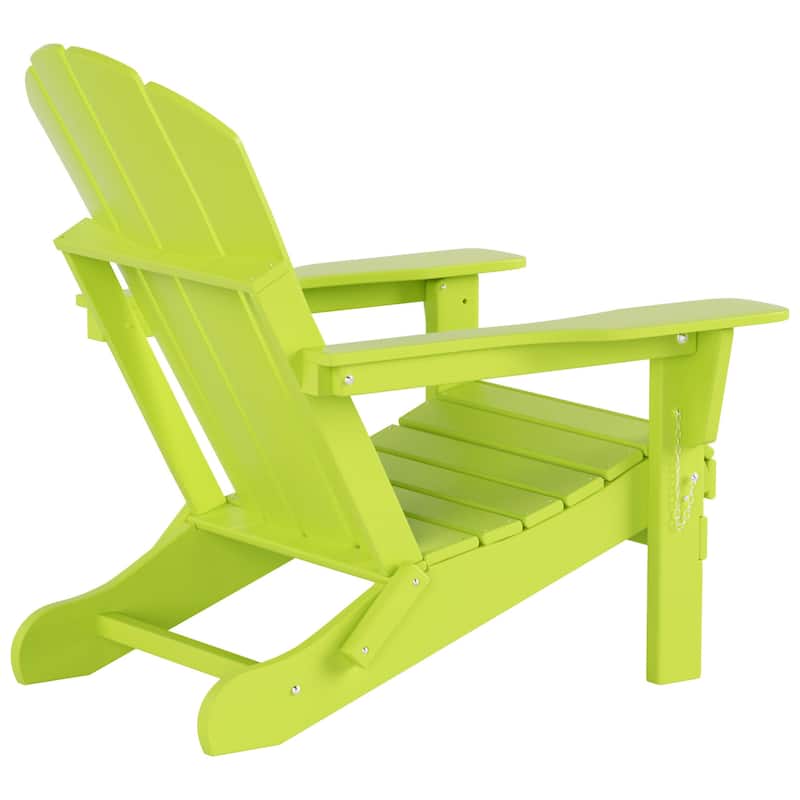 Polytrends Laguna Hdpe All Weather Outdoor Patio Foldable Adirondack Chair With Side Table (2-Piece Set)