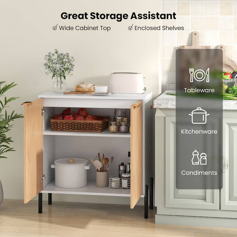 Gymax 2-Door Buffet Cabinet Sideboard Cabinet w/ Shelf Metal