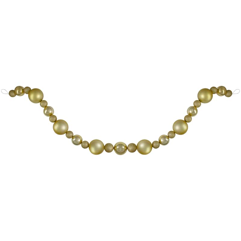 6' Shatterproof Ball 3-Finish Christmas Garland - Gold