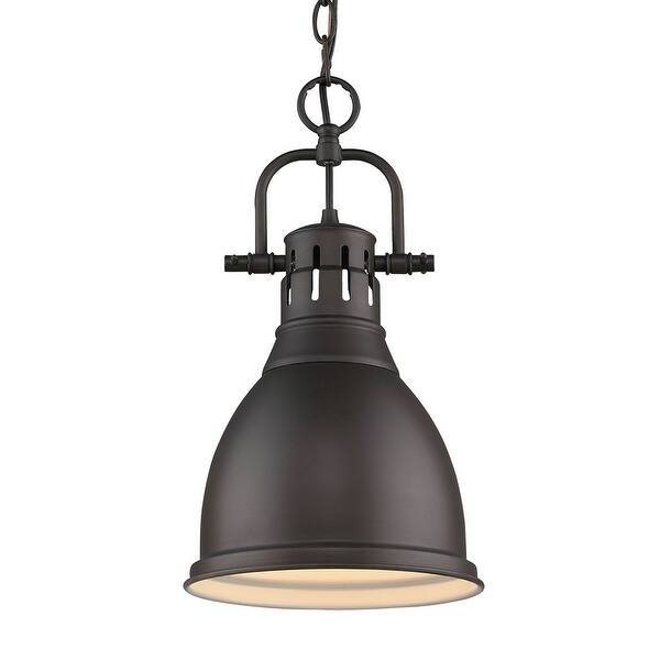 slide 2 of 2, Yep by Golden Lighting Duncan 1-light 9in Chain Hung Pendant in Rubbed Bronze and Rubbed Bronze shade