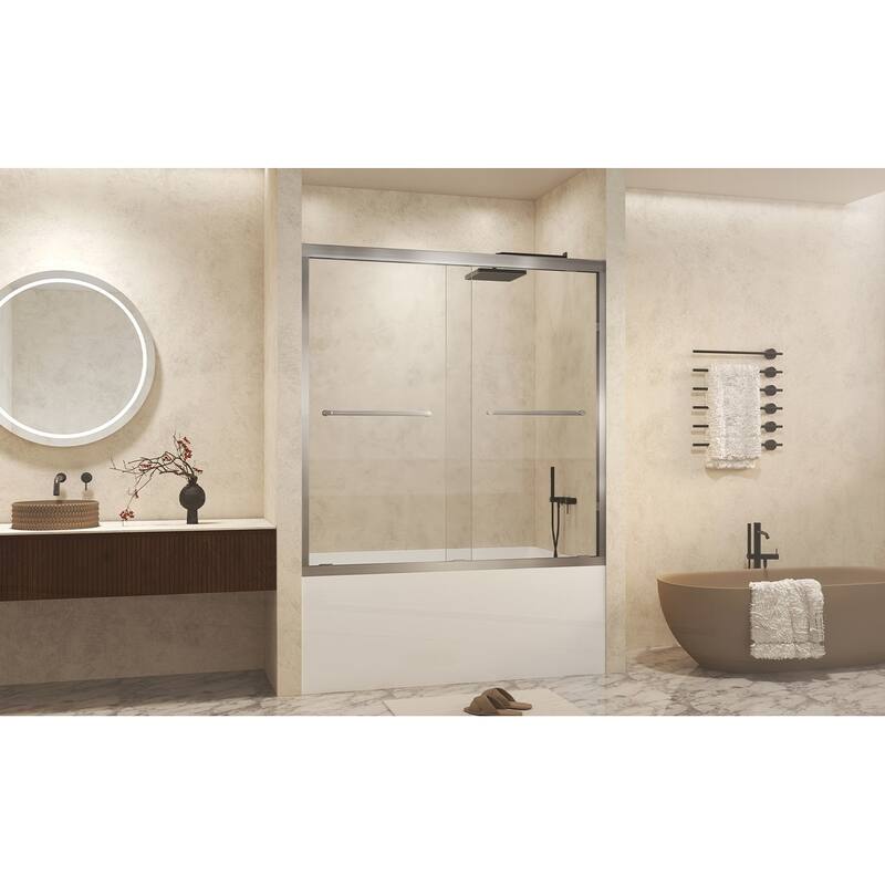 Premium Double Sliding Shower Door with Tempered Glass and Aluminum Frame for Stylish Bathrooms