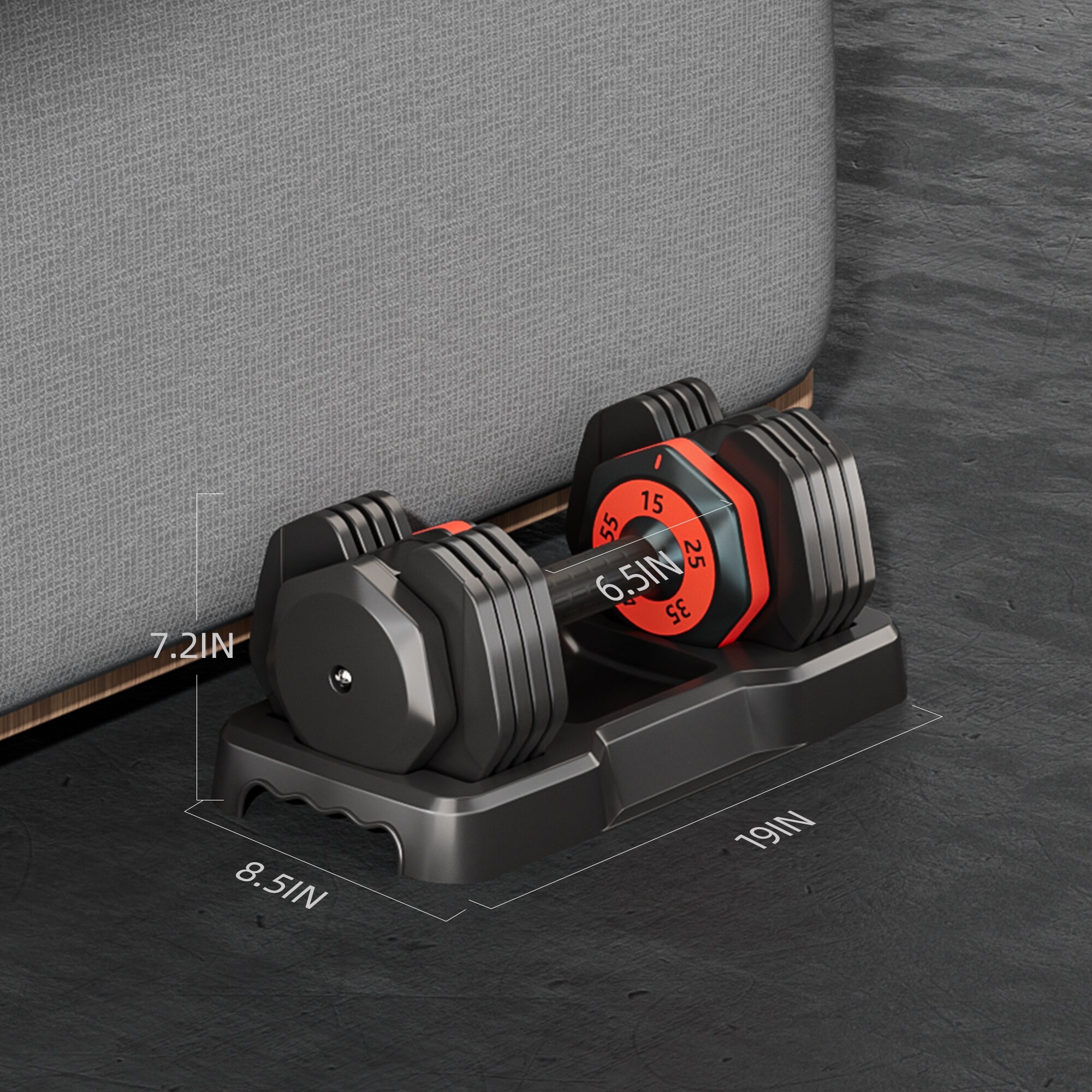 5 in 1 Single Adjustable Dumbbell Free Dumbbell Weight Adjust with Anti Slip Metal Handle Black