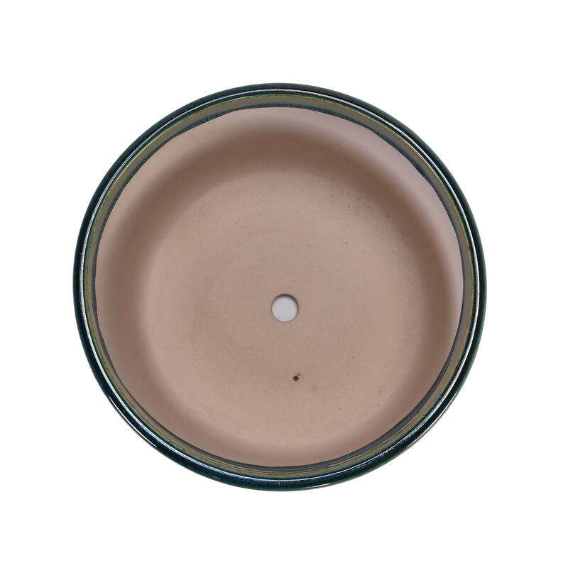 Handmade Glazed Ceramic Planter Set of 3, 10" 8" 6" Diameter, Square Grid Pattern