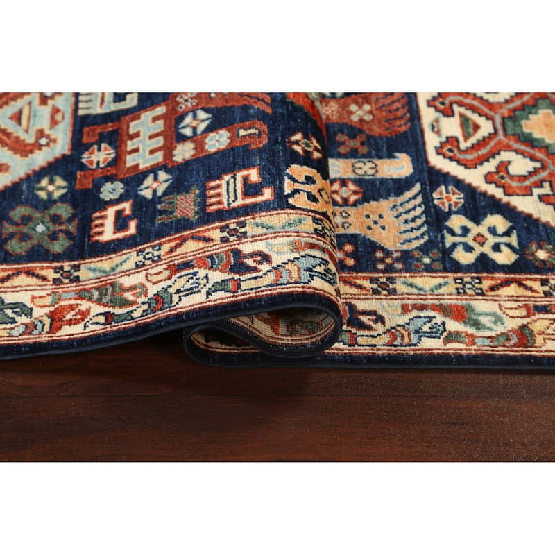 Tribal Geometric Oriental Kazak Runner Rug Wool Hand-knotted Carpet - 2'8" x 11'9"