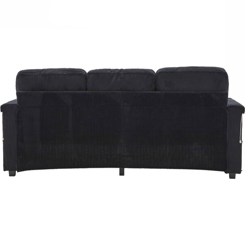 L-Shaped Sectional Sofa with Pull-Out Storage,Ottoman & Pillows 3-Seat with USB Charging,Cup Holder, Convertible Design