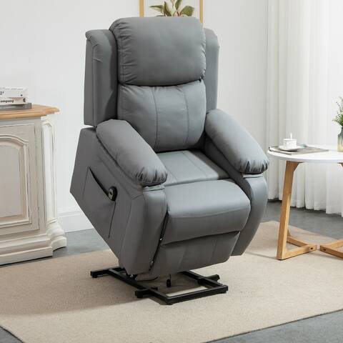 HOMCOM Living Room Power Lift Chair, PU Leather Electric Recliner Sofa Chair for Elderly with Remote Control