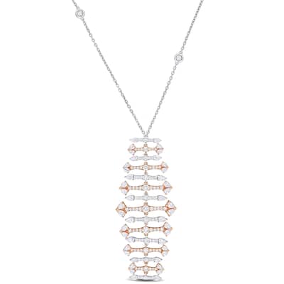 Miadora 3 1/3ct Pear Shape Diamond Drop Necklace in 14k White and Rose Gold - 16 in.