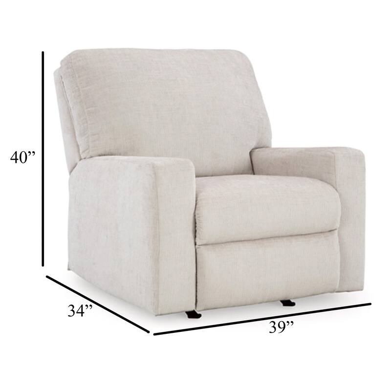 Avie Rocker Recliner Chair, Gentle Motion, White Ivory Polyester