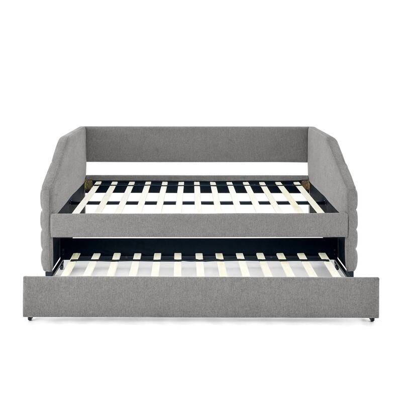 Twin or Full Size Daybed with Trundle Upholstered Tufted Sofa Bed