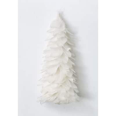 8" Feather Tree w/ Glittered Tips, White