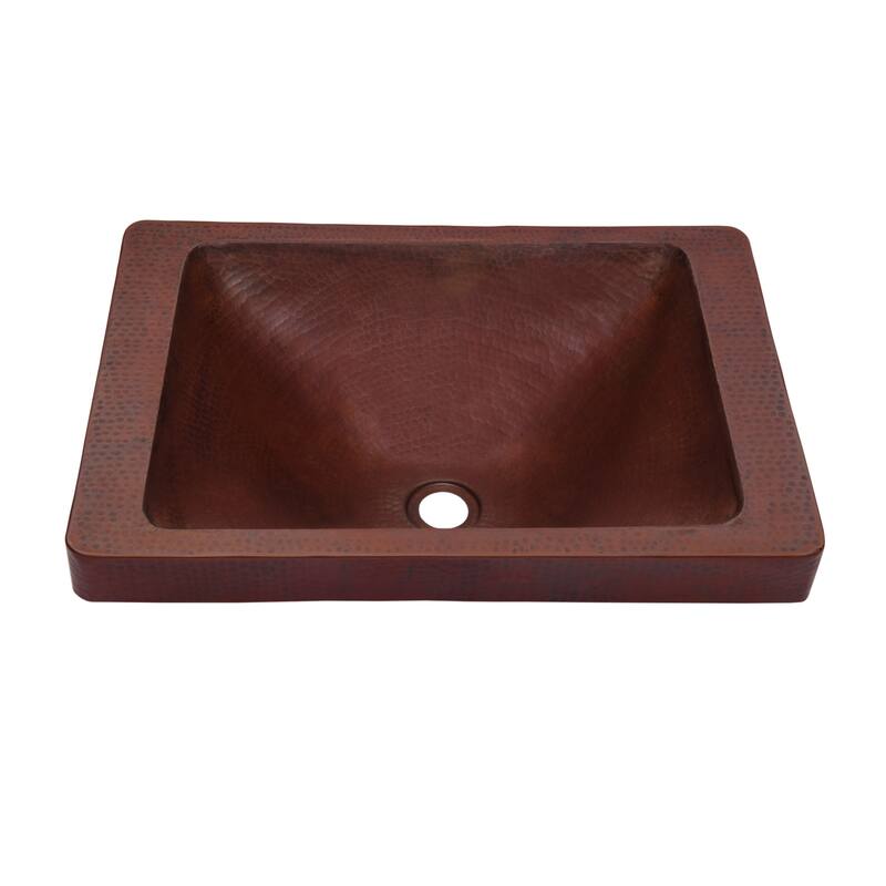 Miseno Artisan 20" Rectangular Copper Drop In Bathroom Sink - Antique