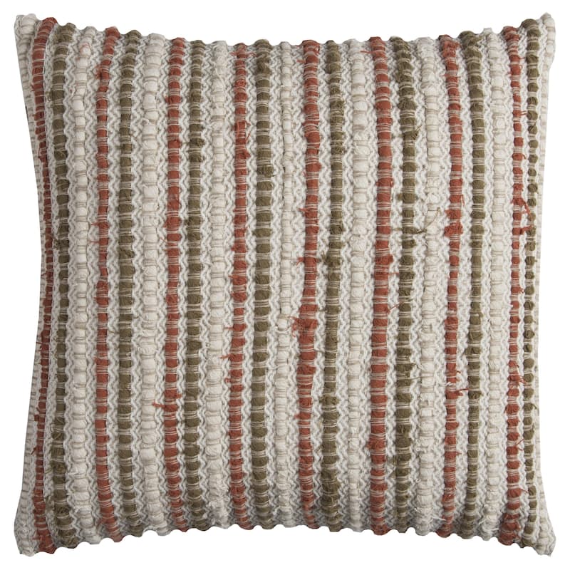 Rizzy Home Striped Textured Throw Pillow - Rust/ Brown/ Natural - Down Alternative