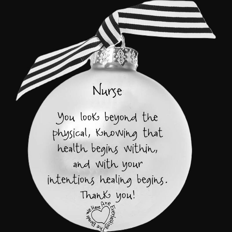 4" Black White Christmas Ball Ornament with A Nurse is a Gift Print