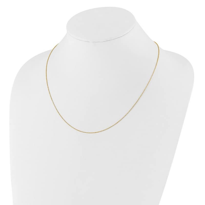 Curata 14k Yellow Gold 22" 1mm Beaded Adjustable Chain Necklace (Lobster)