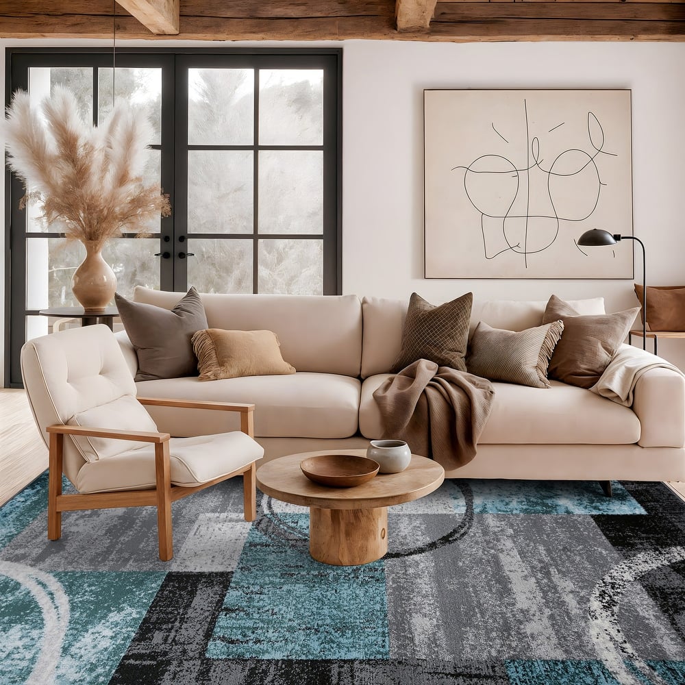 World Rug Gallery Abstract Polypropylene Machine-Made Circle Area Rug