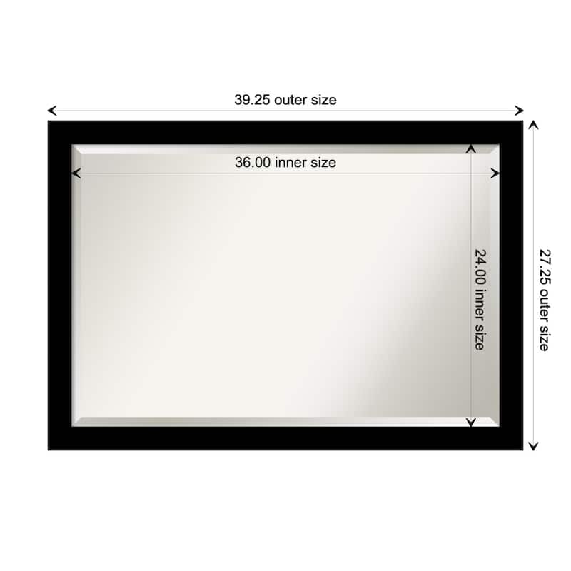 Brushed Beveled Framed Bathroom Vanity Wall Mirror - Brushed Black - Glass Size 36x24