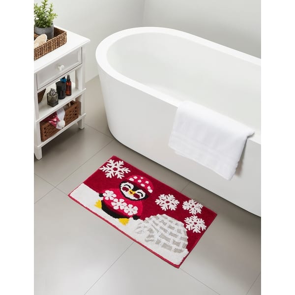 slide 1 of 1, Christmas Penguin Bath Rug 18" x 30"