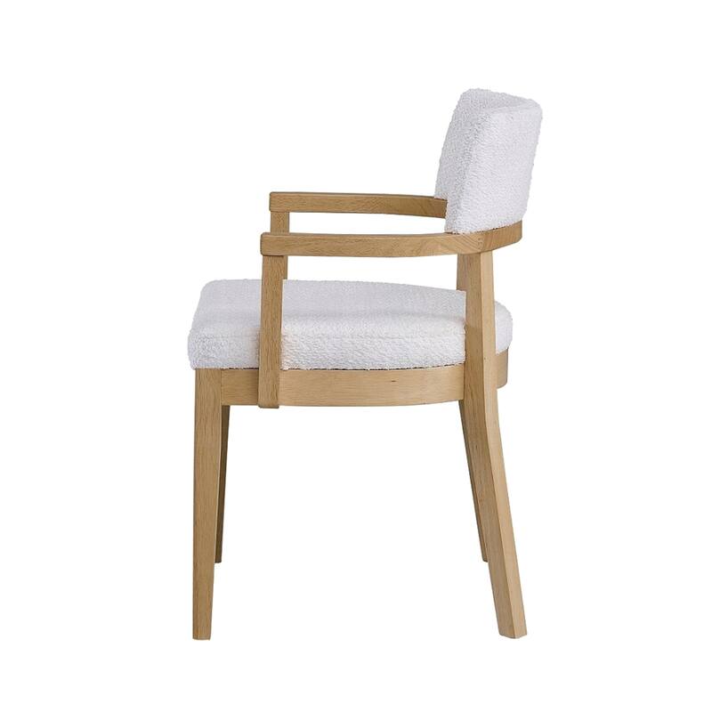 Set of 2 Upholstered Dining Arm Chair with Tapered Legs in Oak