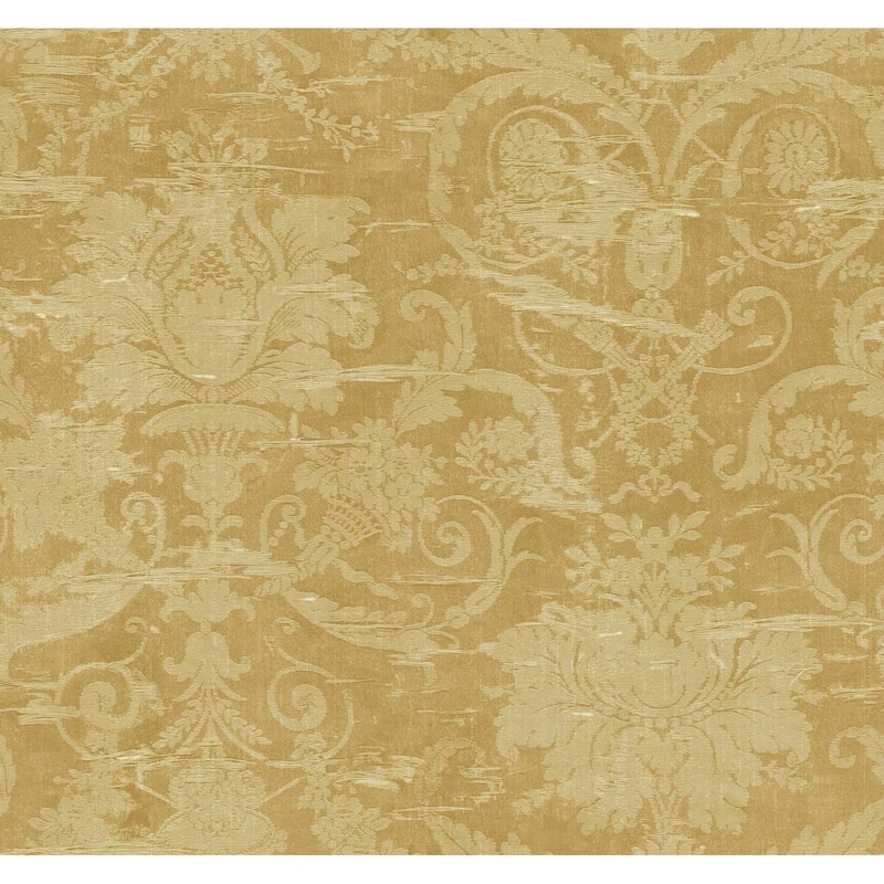 Seabrook Designs Joannie Victorian Unpasted Wallpaper - 27 in. W x 27 ft. L - Metallic Honey Blonde