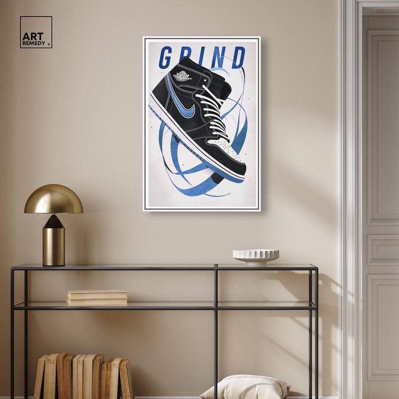 Blue Ribbon Sneaker Canvas by Art Remedy