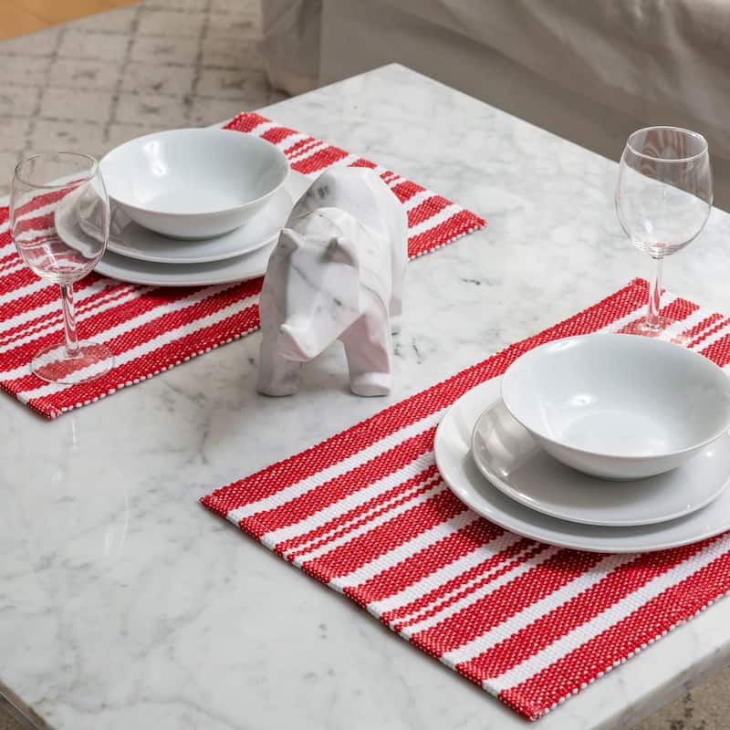 Fabstyles Broadway Set of 4 Stripe Cotton Placemats - 13x19