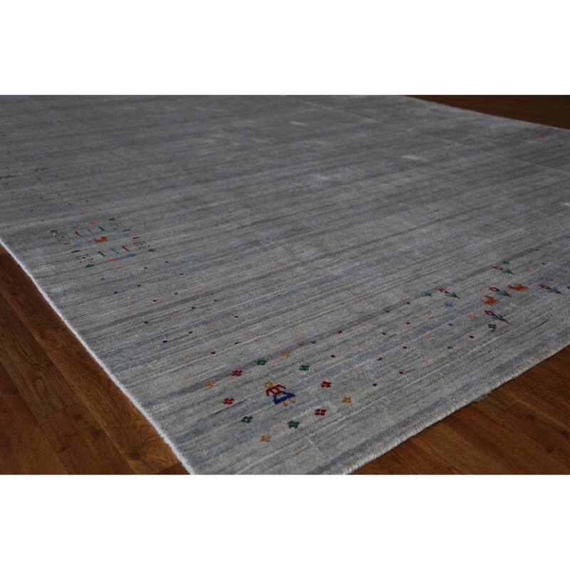 Hand Knotted Oriental 100% Wool Carpet Tribal Tribal Greys & Charcoal Gabbeh Area Rug - 12' 4'' X 9' 1''