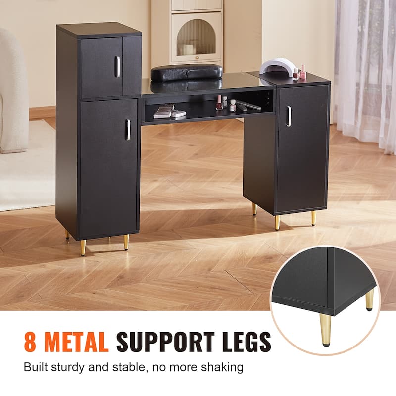 Manicure Table Makeup Dressing Nail Station with Storage Cabinets for Spa Beauty Salon Workstation