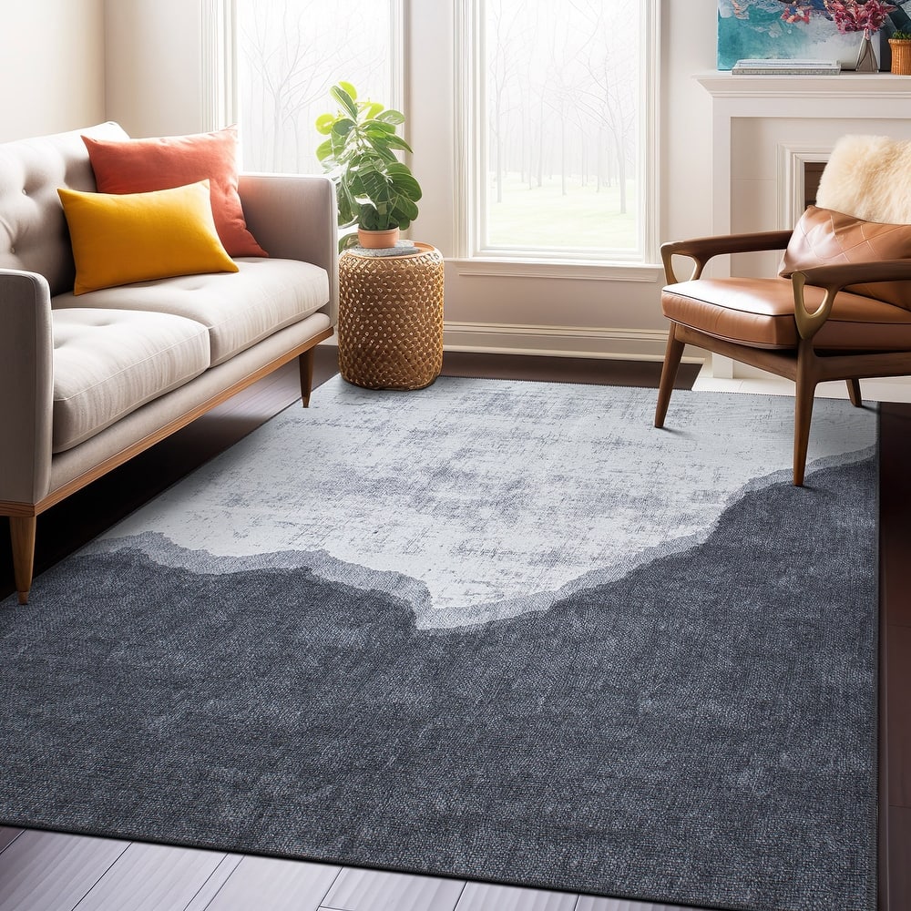 Contemporary Modern Abstract Machine Washable Area Rug